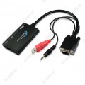 Cáp chuyển đổi VGA to HDMI + USB và audio 3.5mm chính hãng Z-tek ZE577A
