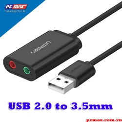 Card sound USB 2.0 to Audio 3.5mm màu đen Ugreen 30724 - Hàng chính hãng