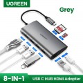 Bộ chuyển đổi USB-C sang 3 USB 3.0+HDMI+RJ45+SD&TF Ugreen 50538 - Hàng chính hãng