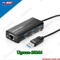 Bộ chia USB Ugreen 20266 ra 3 cổng 3.0  có cổng Ethernet 10/100Mbps