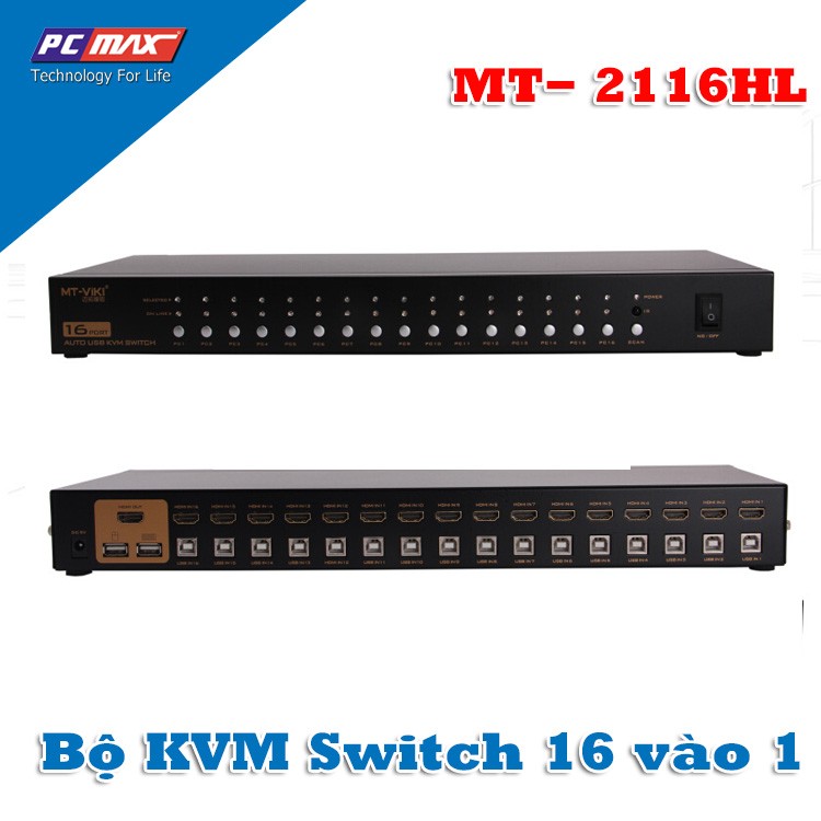Bộ gộp HDMI hỗ trợ KVM 16 cổng MT-VIKI MT- 2116HL - Hàng chính hãng
