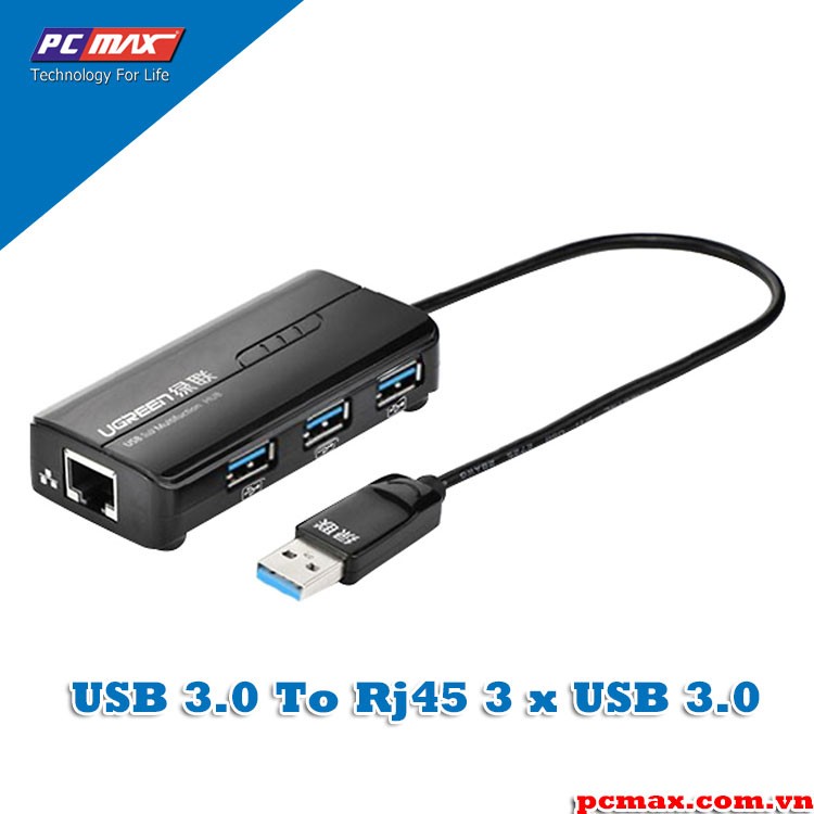 Cáp chuyển đổi USB 3.0 to RJ45 3 x USB 3.0 Ugreen 20265  - Hàng Chính Hãng