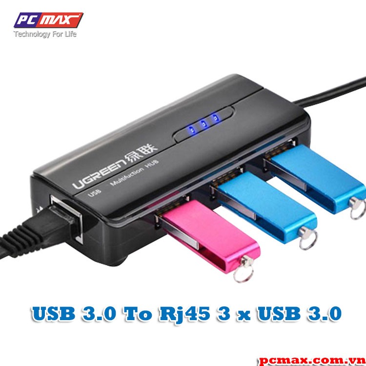 Cáp chuyển đổi USB 3.0 to RJ45 3 x USB 3.0 Ugreen 20265  - Hàng Chính Hãng