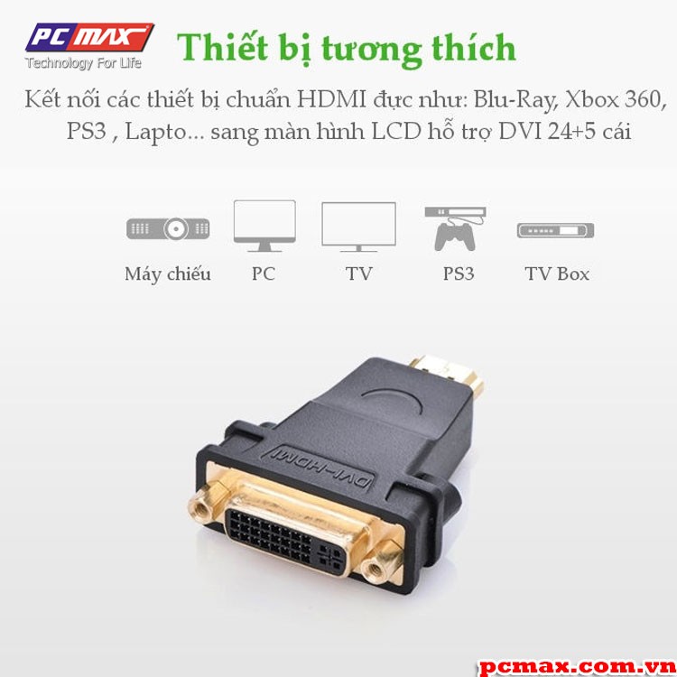 Đầu chuyển HDMI to DVI-I (24+5) cái Ugreen 20123  - Hàng chính hãng