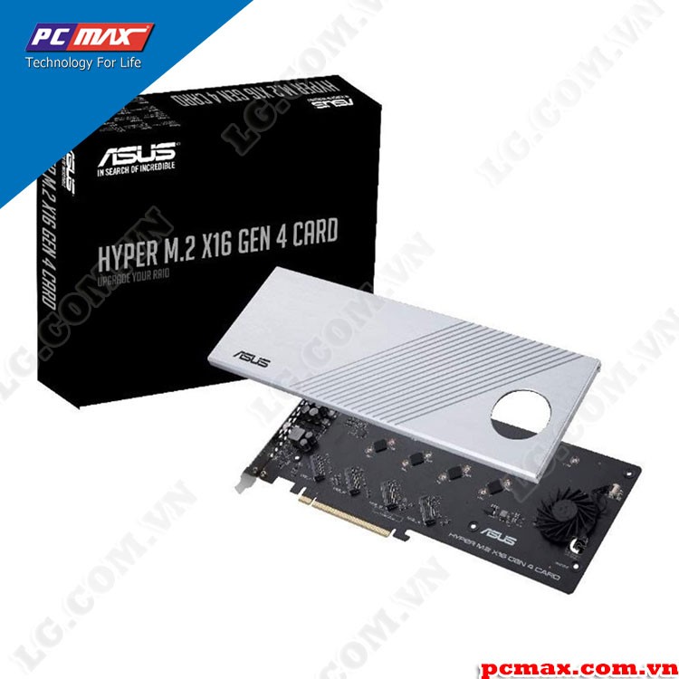 Card mở rộng ASUS Hyper M.2 X16 PCIe 4.0 X4 hỗ trợ 4 NVMe M.2 (2242/2260/2280/22110) 