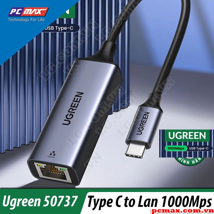 Dây cáp  chuyển đổi USB Type-C to Lan Gigabit Ugreen 50737- Hàng Chính Hãng
