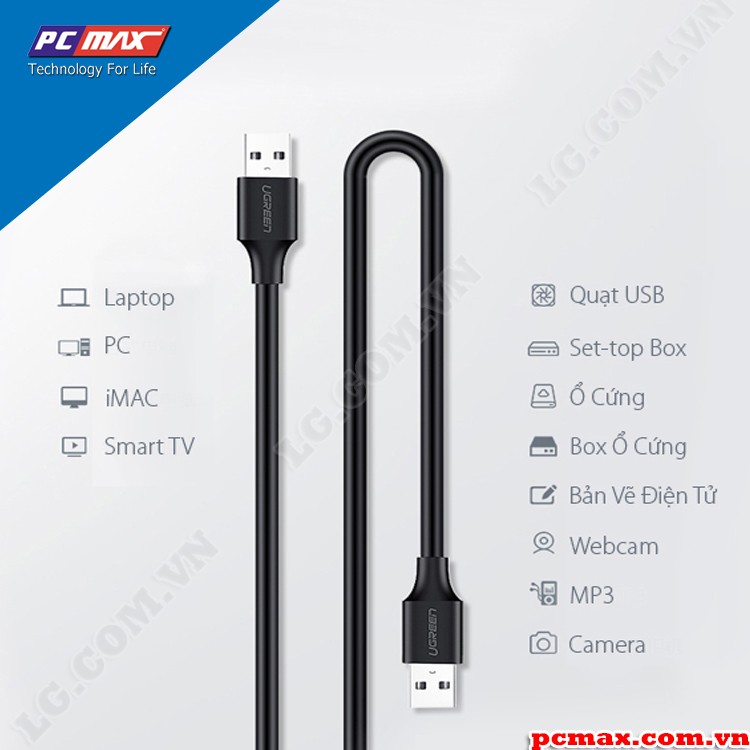 Cáp USB 2.0 hai đầu dương chính hãng Ugreen 10310 dài 1,5m