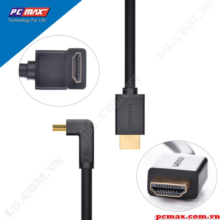 Cáp HDMI 1.4 Đầu Bẻ Góc Vuông Cao Cấp  Dài 1M Chính Hãng Ugreen 10120