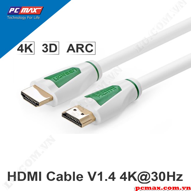 Cáp HDMI 2Kx4K chuẩn 1.4 dài 3m chính hãng Ugreen 10457 Màu Trắng