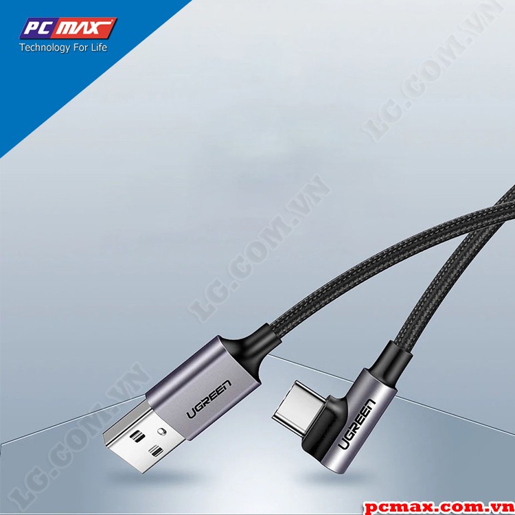 Cáp sạc nhanh USB-A to USB-C bẻ góc 90 độ chính hãng Ugreen 50942 dài 2m