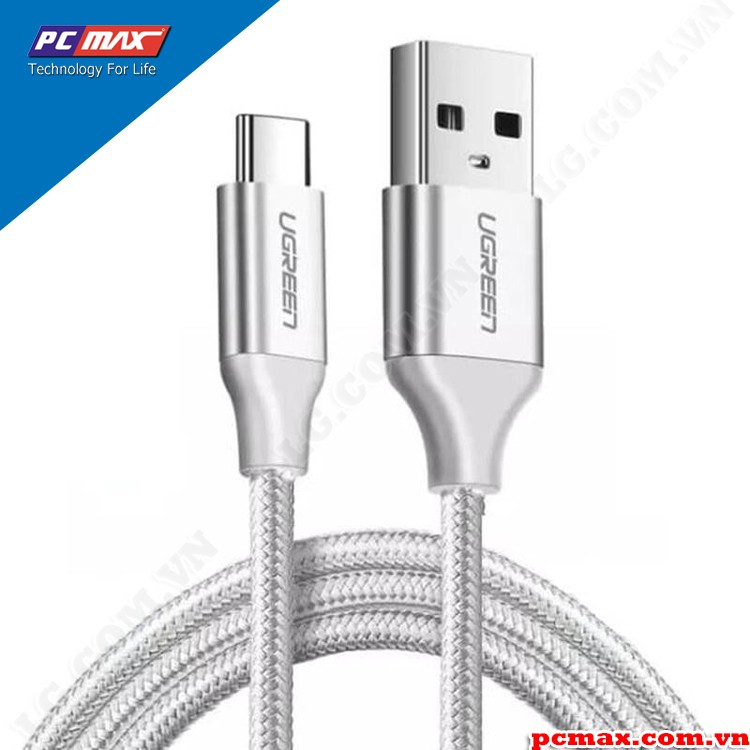 Cáp sạc nhanh QC 3.0 USB-A to USB-C Ugreen 60119 màu trắng dài 0.25m