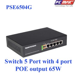 Switch 5 Port VỚI 4 Port POE công suất 65W KMETECH PSE6504G - Hàng chính hãng