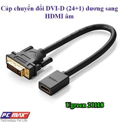 Cáp chuyển đổi  DVI-D (24+1) dương sang HDMI âm dài 20CM Ugreen 20118  - Hàng chính hãng