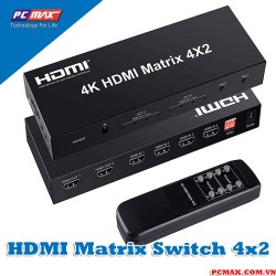 Bộ Switch HDMI Matrix 4 vào 2 ra hỗ trợ 1080p PCM-HD412 - Hàng chính hãng
