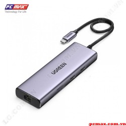 HUB USB TYPE-C 9 trong 1 hỗ trợ xuất 2 cổng HDMI + USB + LAN Gigabit + PD 60W + SD/ TF chính hãng Ugreen 90119