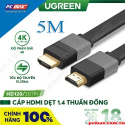 Cáp HDMI dẹp 5m chất lượng cao Ugreen 30112 - Hàng chính hãng