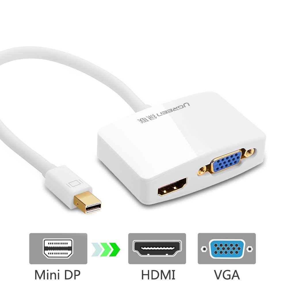 Cáp mini Displayport to HDMI và VGA chính hãng Ugreen 10427