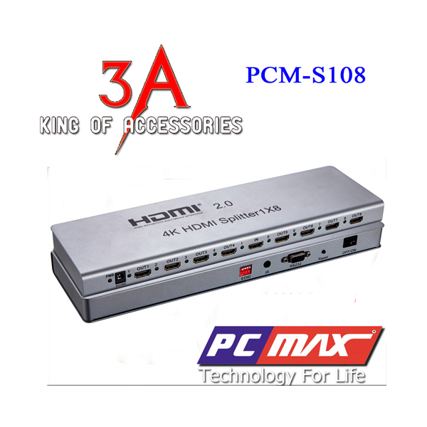 Bộ chia HDMI 1 vào 8 ra hỗ trợ 3D 1080p PCMAX PCM-S108 - Hàng chính hãng